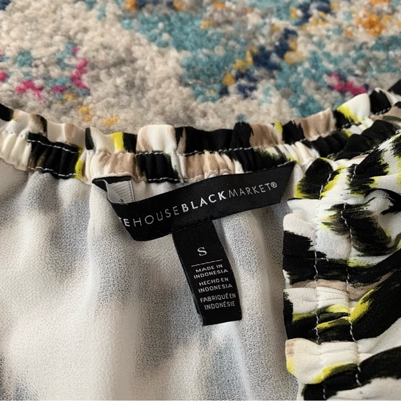 WHBM | Mixed Animal-Print Off-The-Shoulder Blouse - Picture 4 of 11